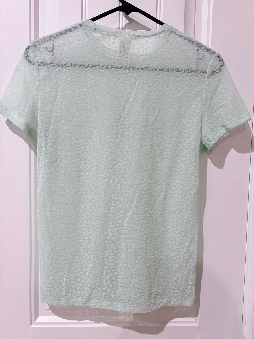 PINK Victoria's Secret Mint Sheer Short Sleeve Lace Tee - Picture 4 of 4